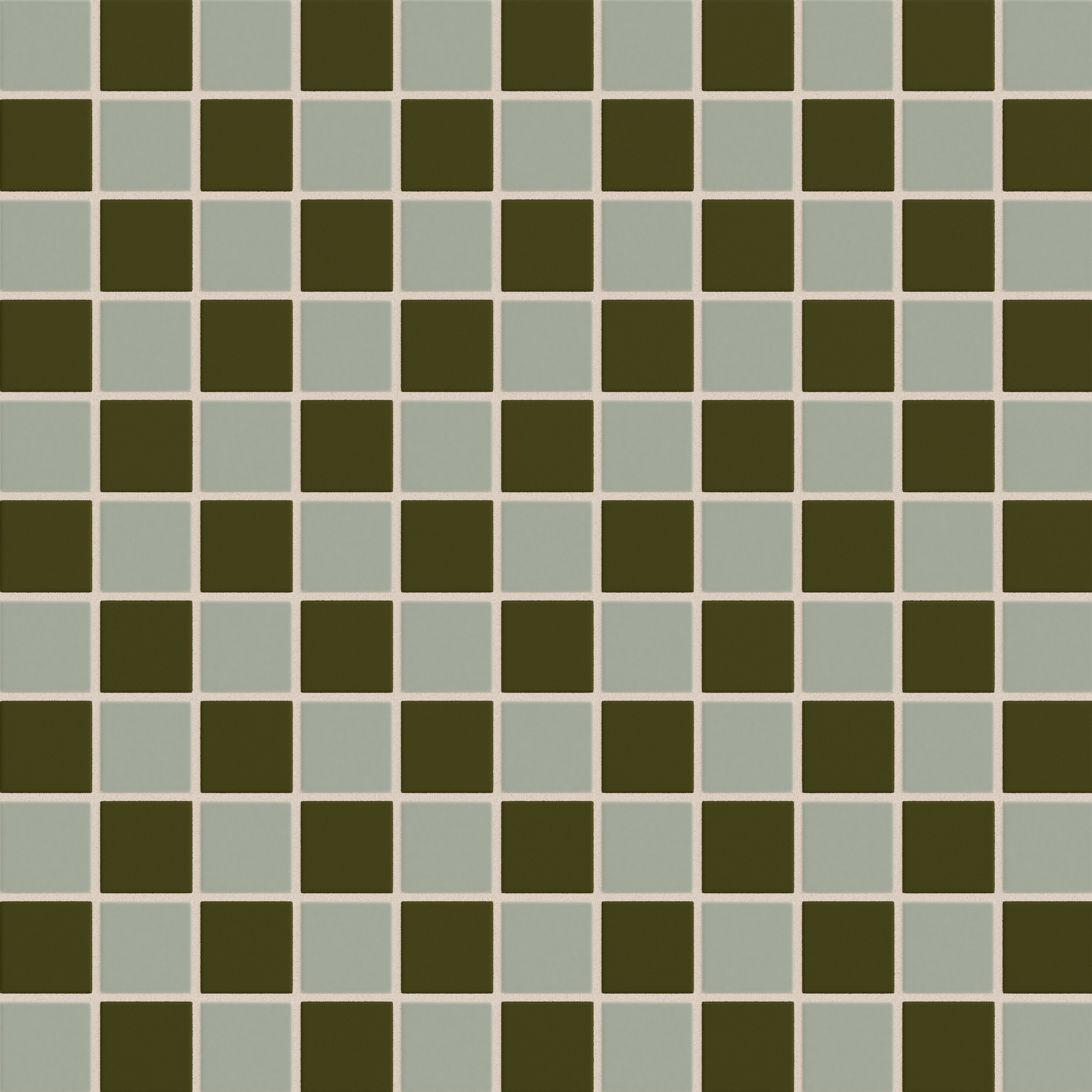 2x2 Checkerboard Sheeted Original Ceramic Tile in Rosemary Matte & Bonsai Matte