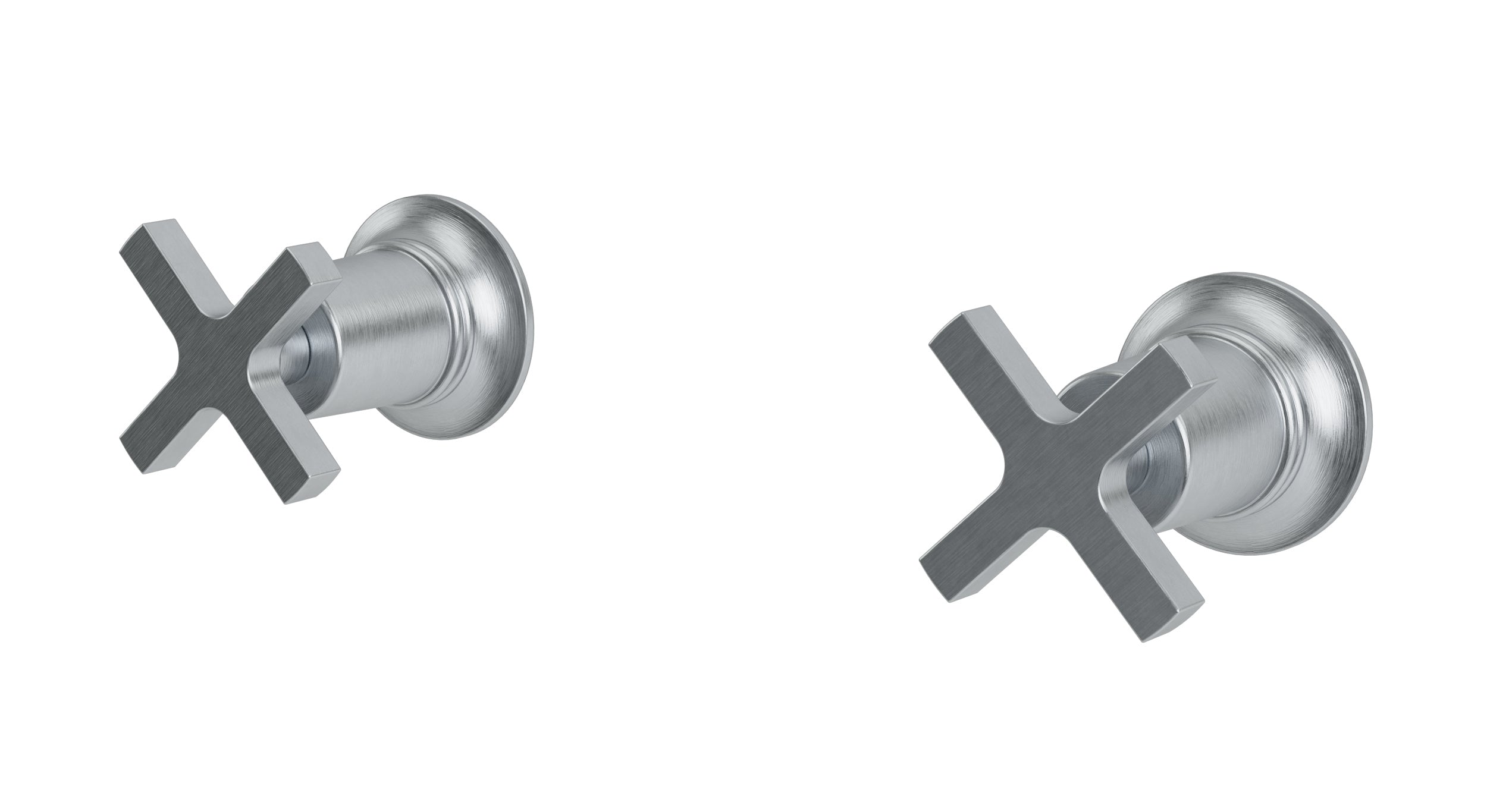 Emerson Two Handle Wall Mount Bath Trim with Classic Cross Handles in Satin Chrome