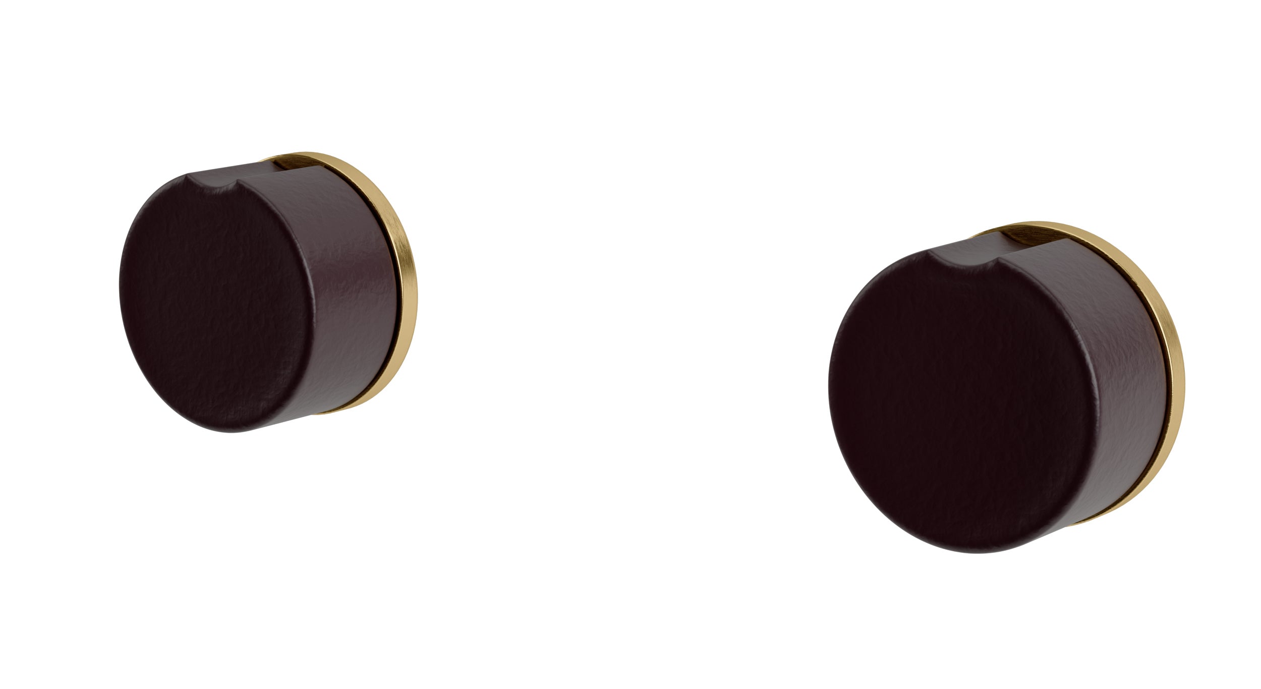 Foundry Two Handle Wall Mount Bath Trim with Groove Ceramic Knob Handles in Satin Brass