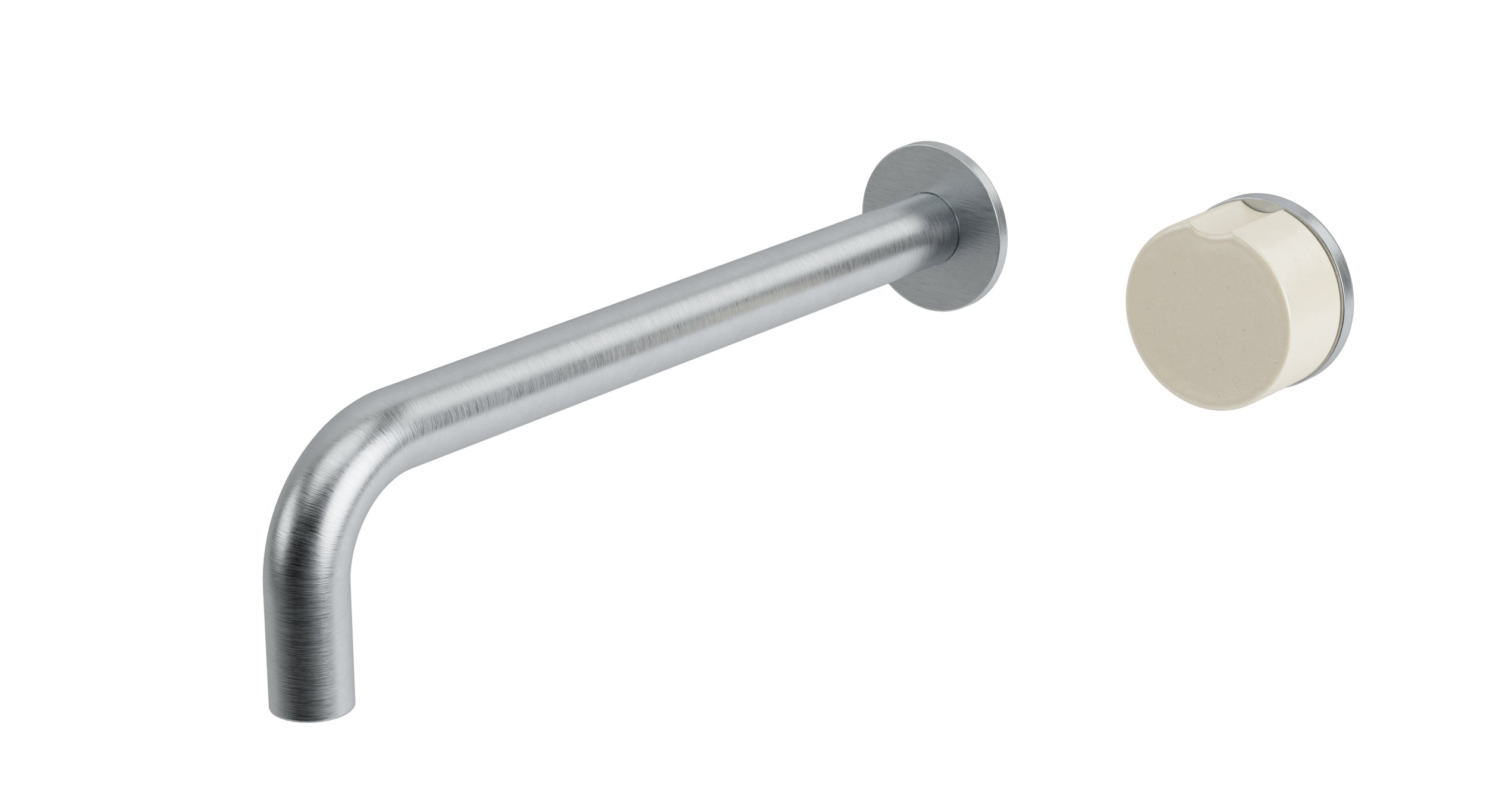 Foundry One Handle Wall Mount 10" Lavatory Faucet with Groove Ceramic Knob Handle in Satin Chrome