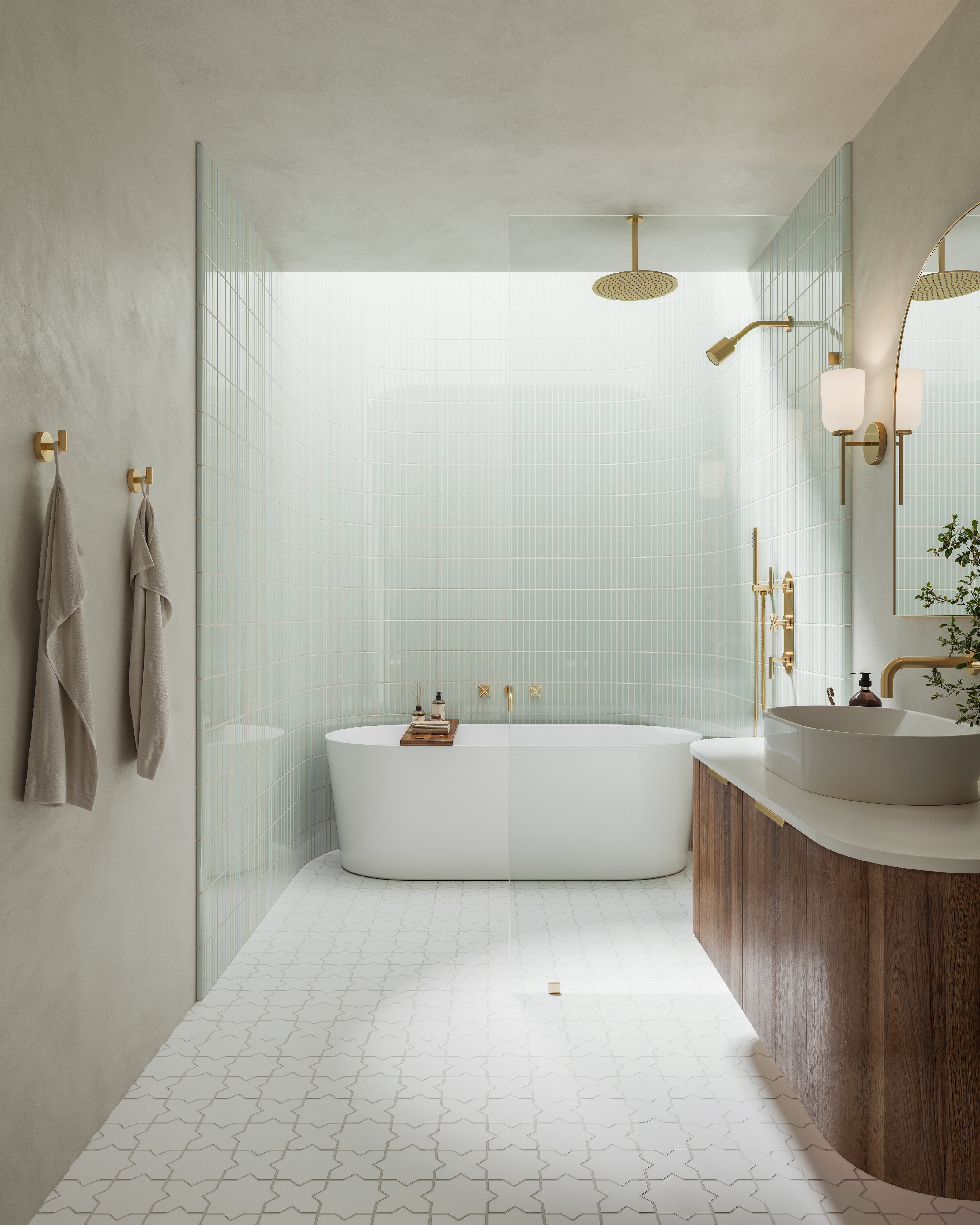 Shower 12" Flat Shower Head in Satin Brass