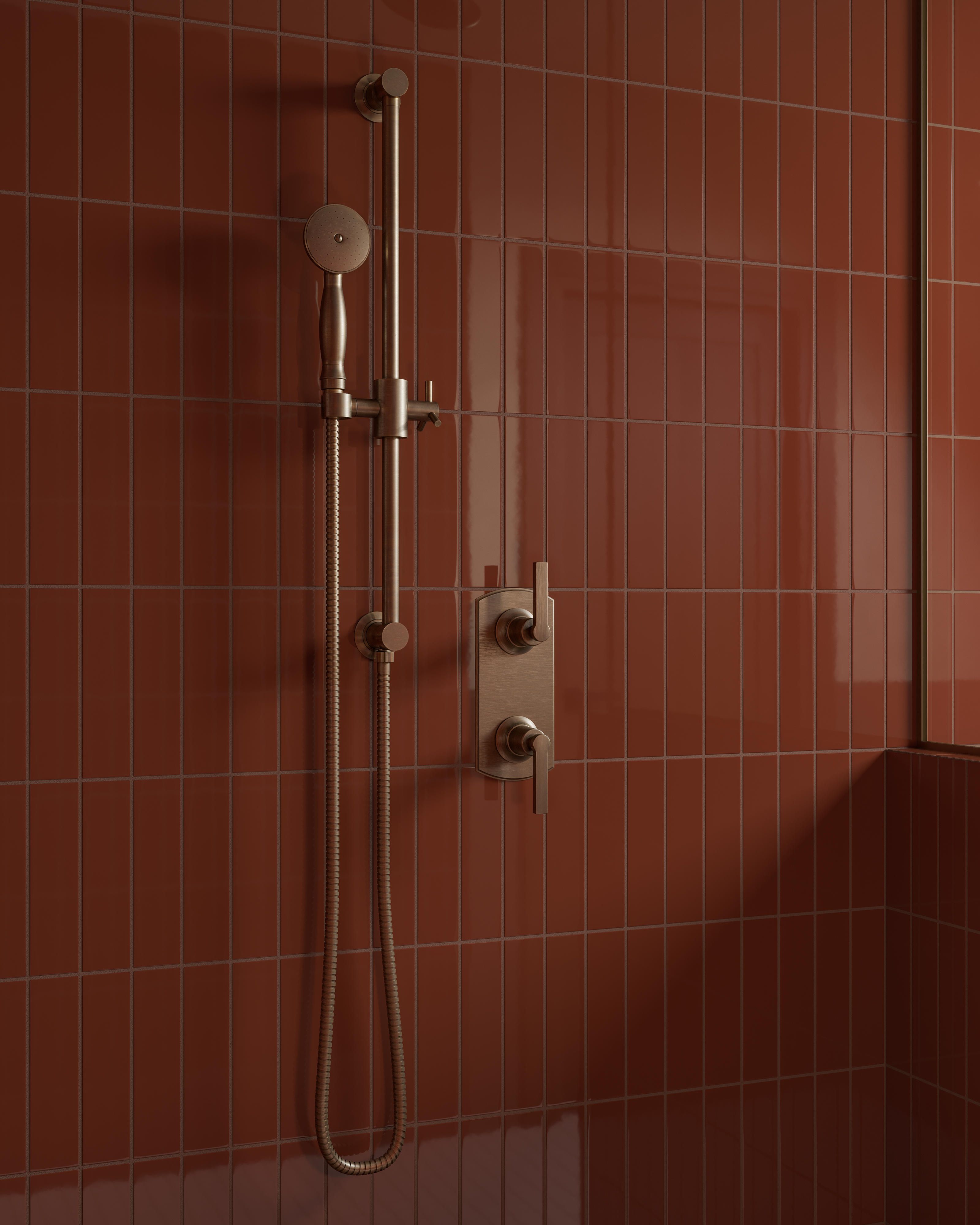 Emerson Positioning Bar Kit - Less Hand Shower in Antique Brass