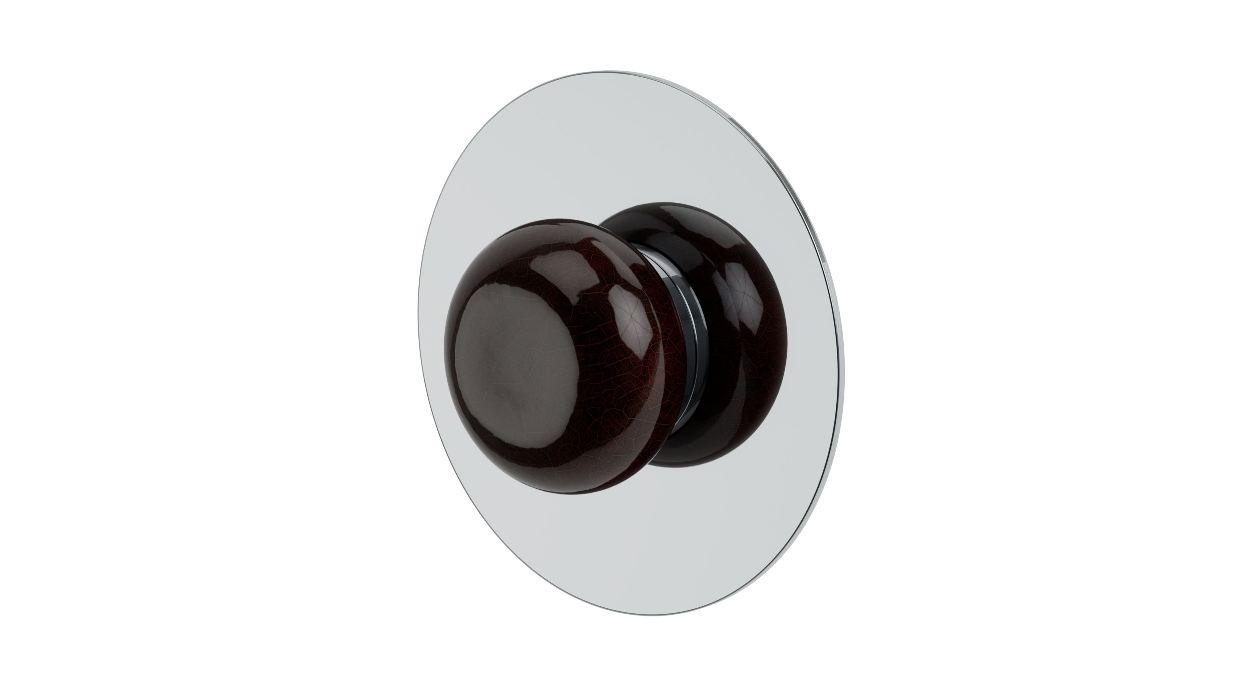 Foundry One Handle Wall Mount Shower Trim with Pebble Ceramic Knob Handle in Polished Chrome