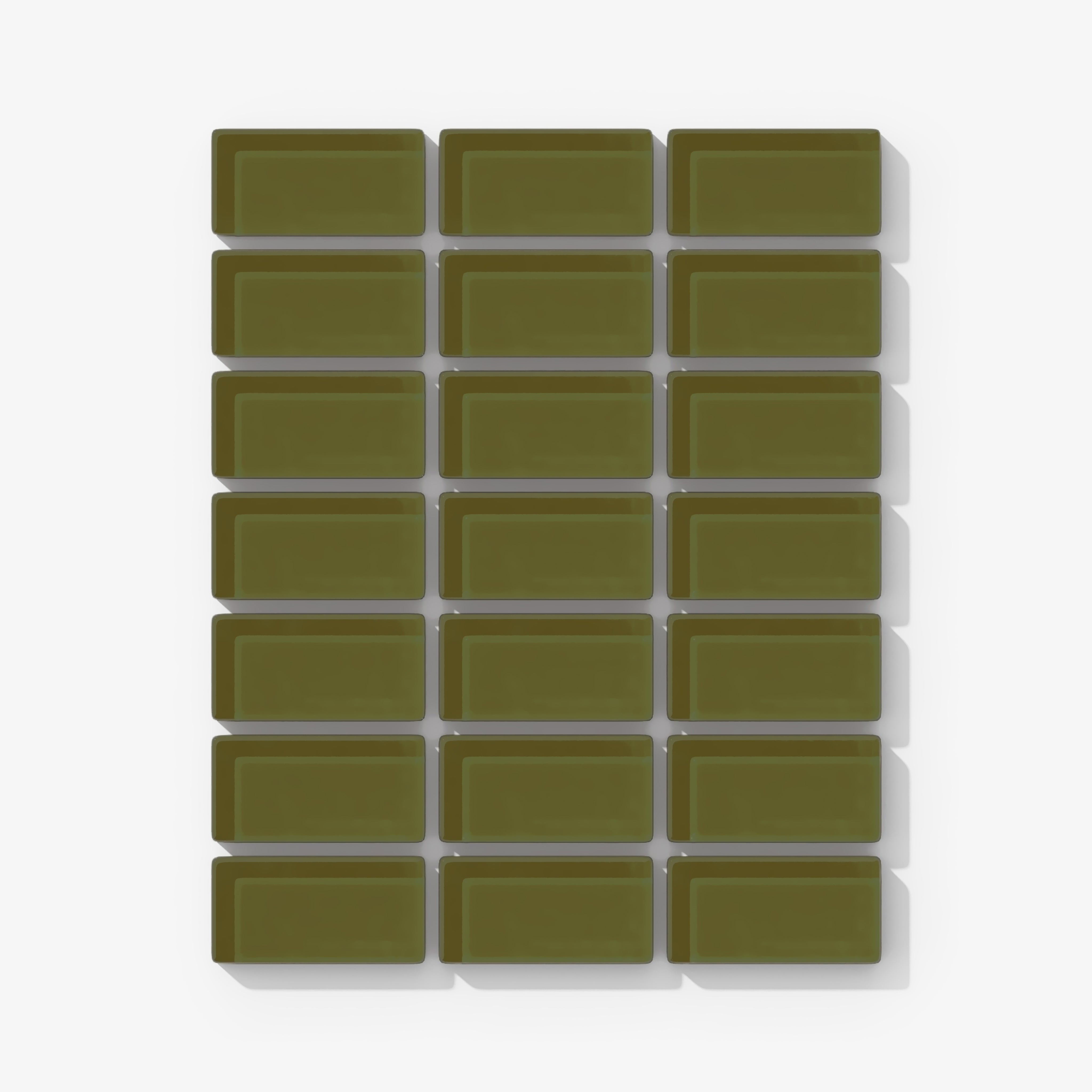 1x2 Straight Set Sheeted Glass Mosaic Tile in Cormorant Gloss