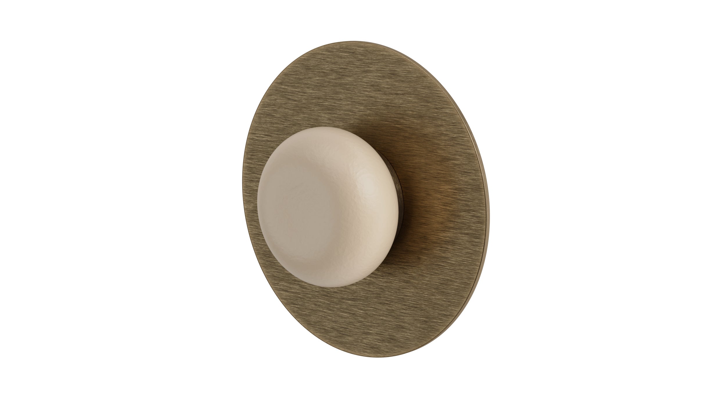 Foundry One Handle Wall Mount Shower Trim with Pebble Ceramic Knob Handle in Antique Brass