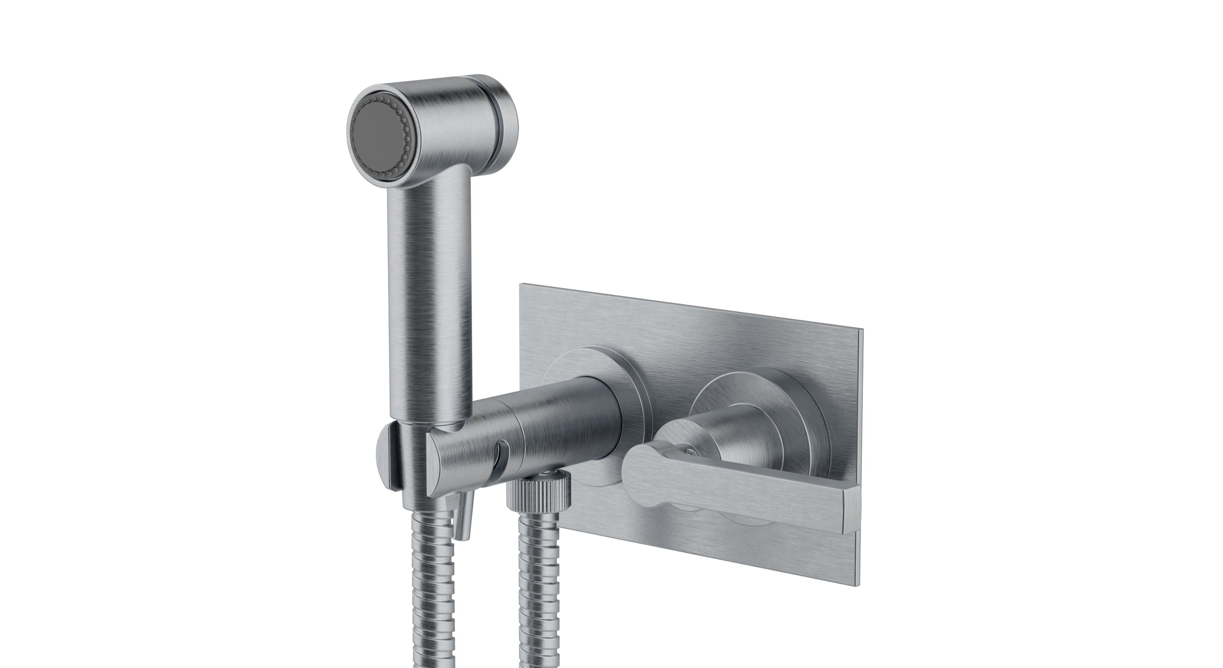 Flatiron One Handle Wall Mount Bidet Trim with Linear Lever Handle in Satin Chrome