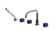 Foundry Three Handle Deck Mount Squaretop Bath Trim with Hand Shower and Groove Ceramic Knob Handles in Polished Chrome