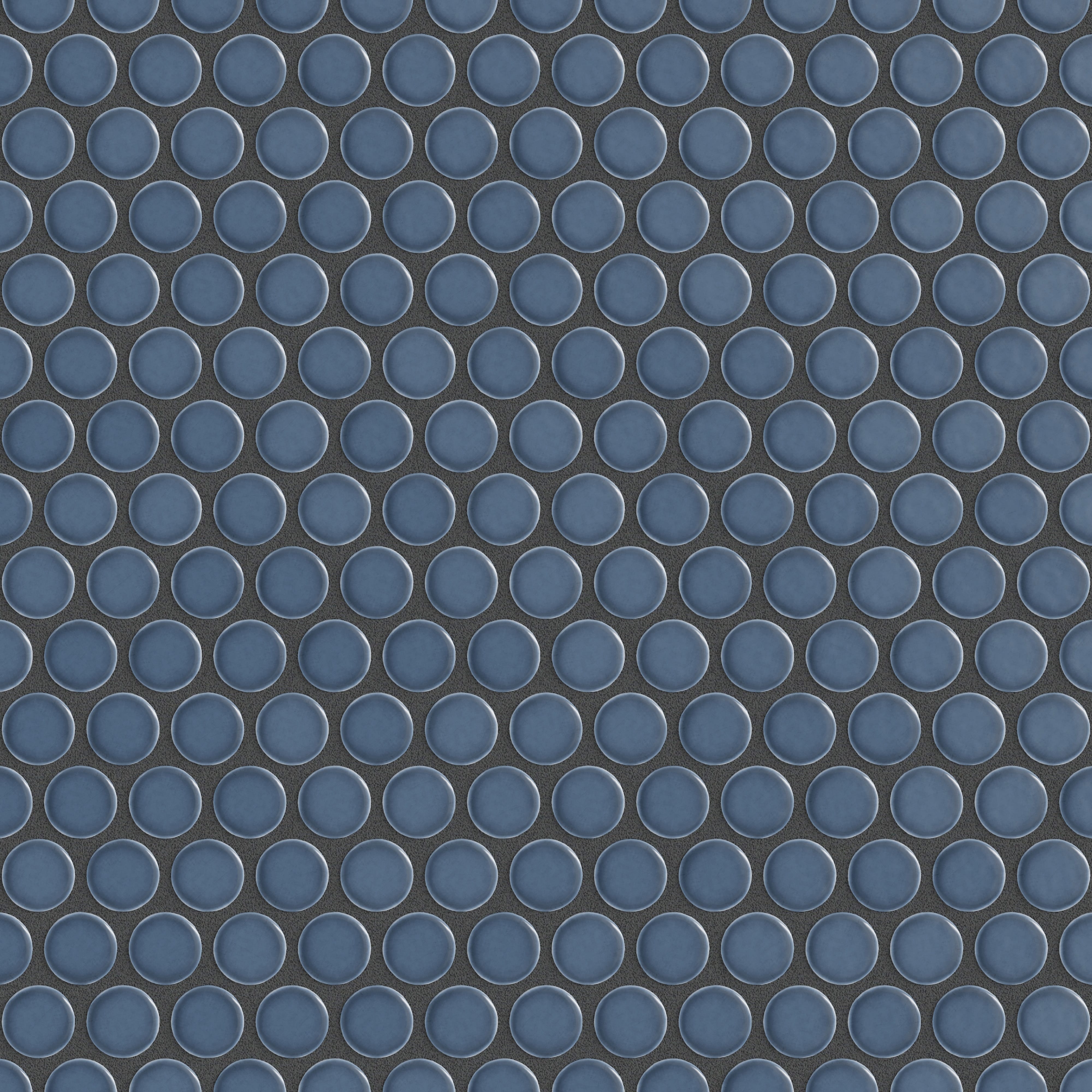 Penny Round Sheeted Original Ceramic Mosaic Tile in Slate Blue Gloss
