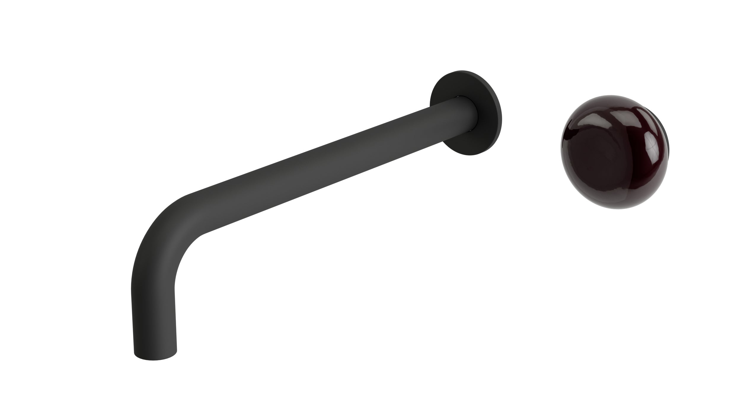 Foundry One Handle Wall Mount 10" Lavatory Faucet with Pebble Ceramic Knob Handle in Matte Black