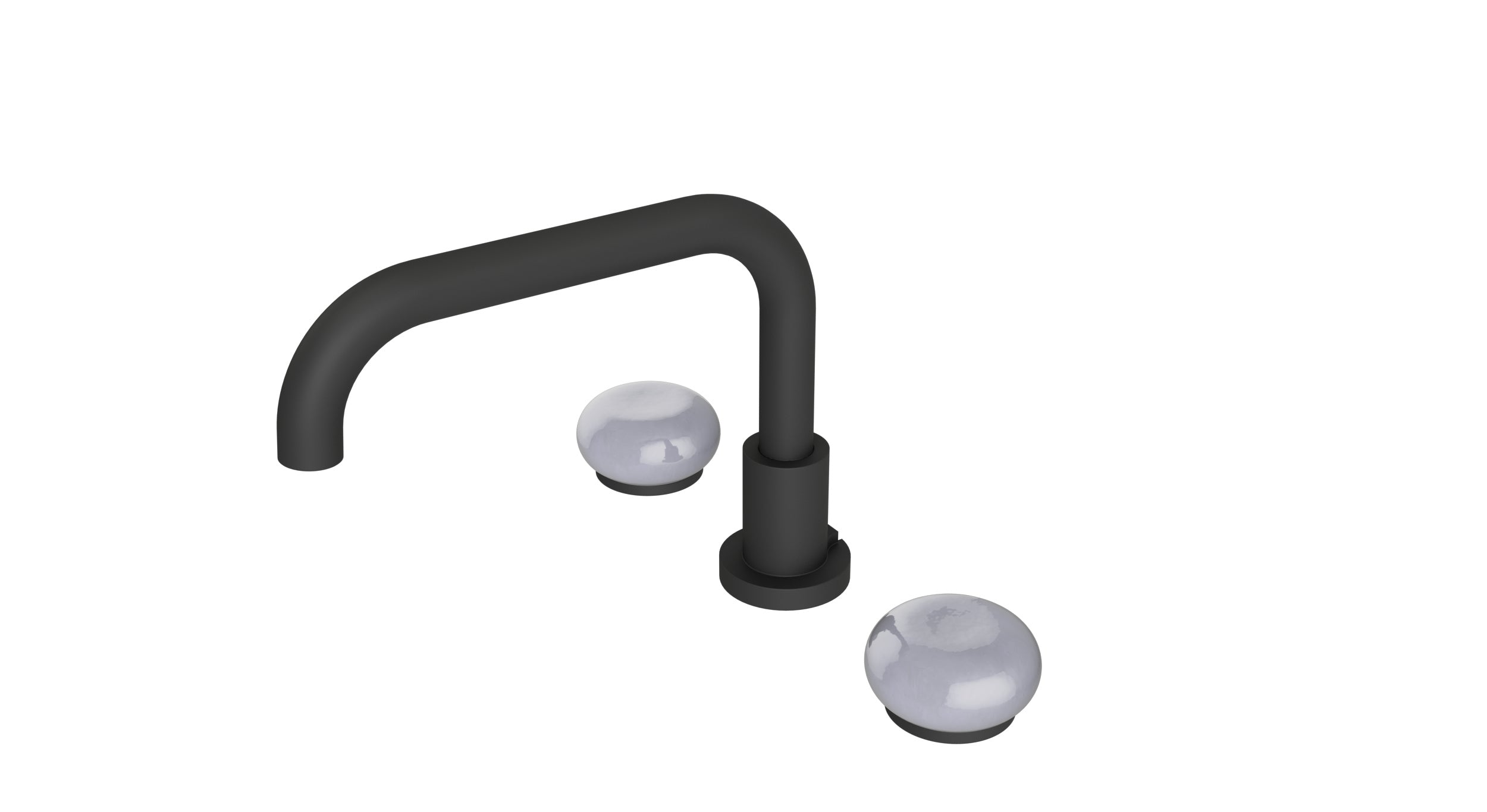 Foundry Two Handle Deck Mount Squaretop Bath Trim with Pebble Ceramic Knob Handles in Matte Black