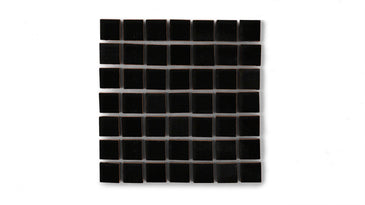 1x1 Straight Set Sheeted Original Ceramic Mosaic Tile in Raven Gloss