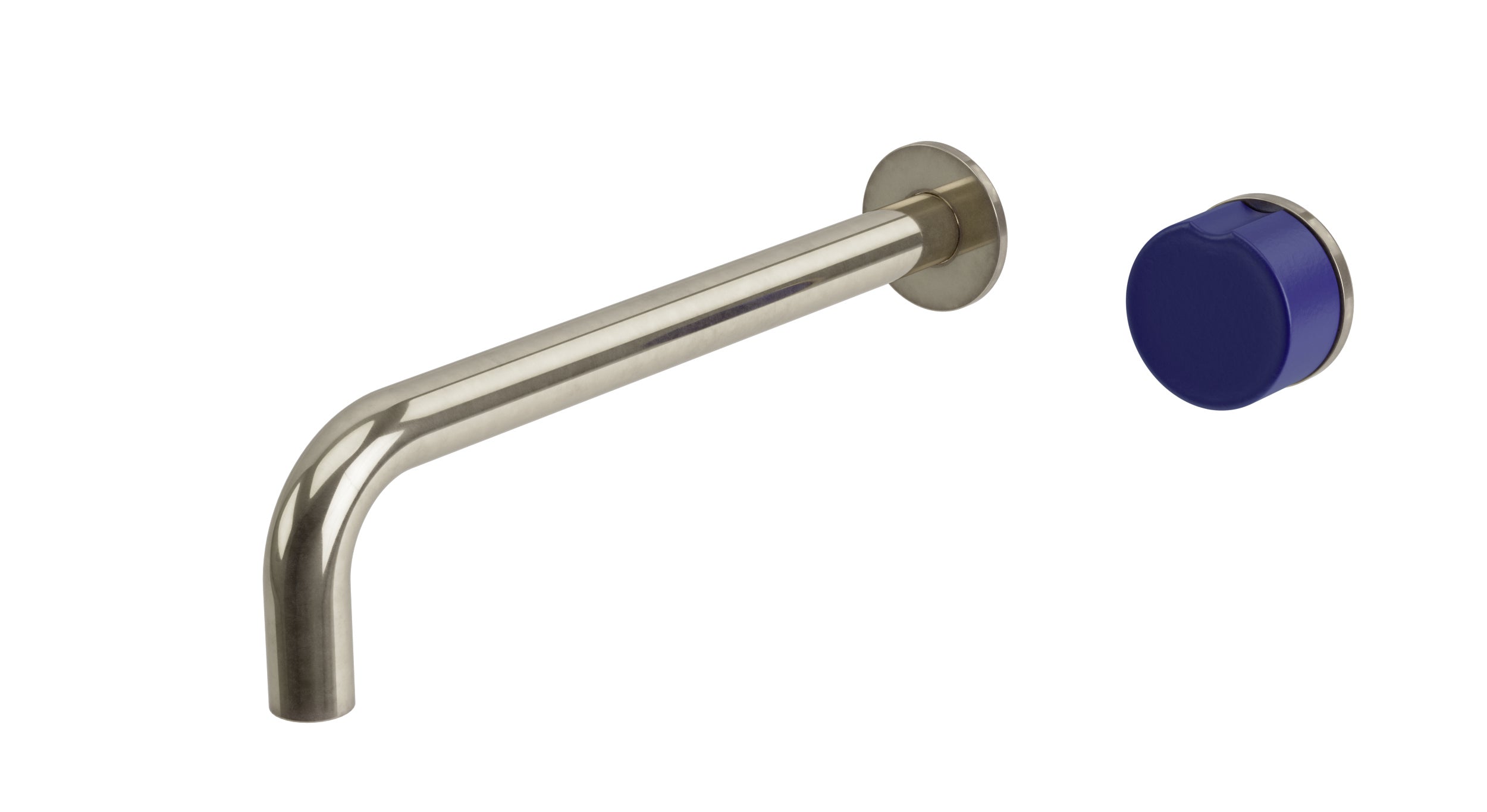 Foundry One Handle Wall Mount 10" Lavatory Faucet with Groove Ceramic Knob Handle in French Nickel
