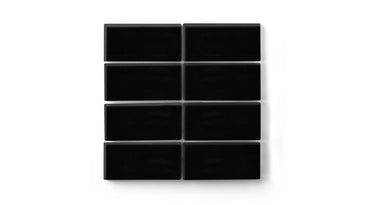 2x4 Straight Set Sheeted Original Ceramic Mosaic Tile in Raven Gloss