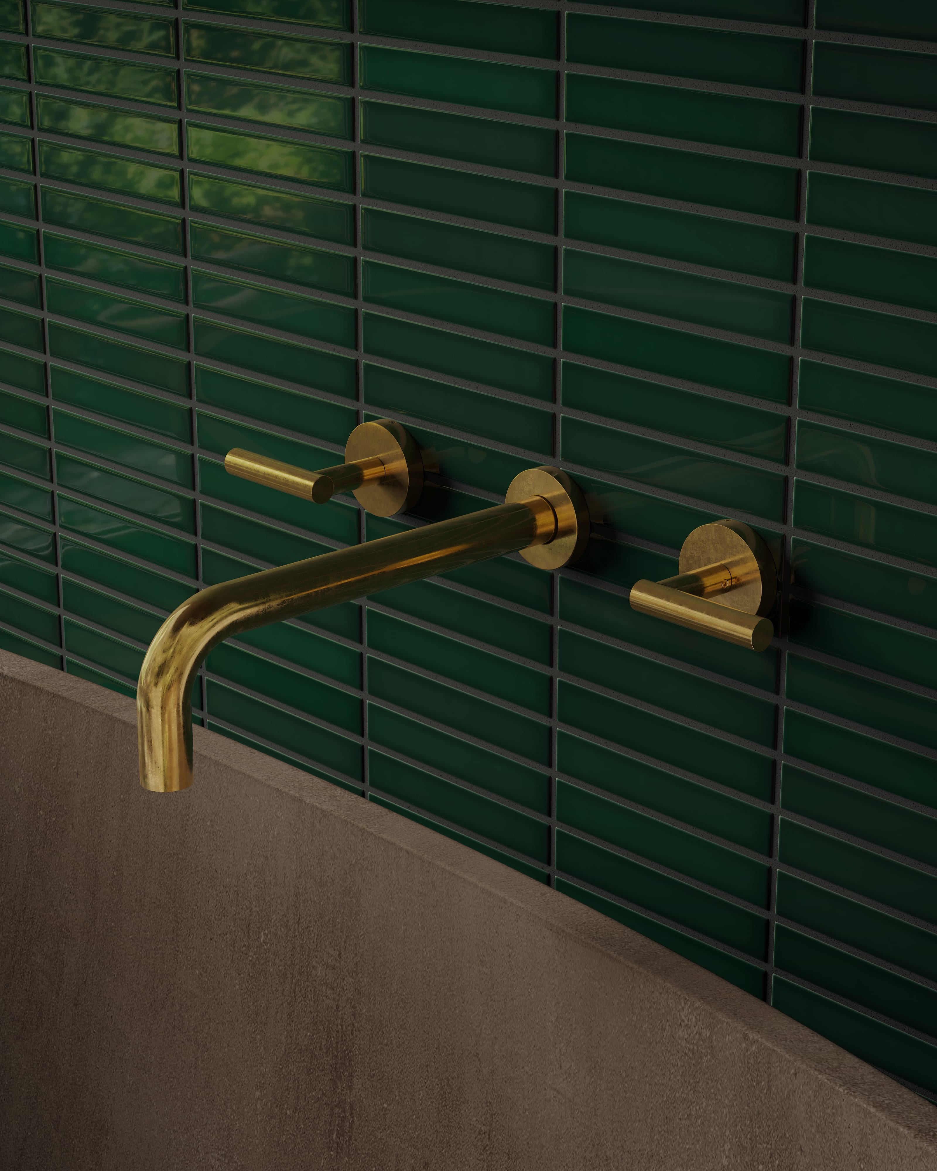 1x6 Straight Set Sheeted Original Ceramic Mosaic Tile in Evergreen Gloss