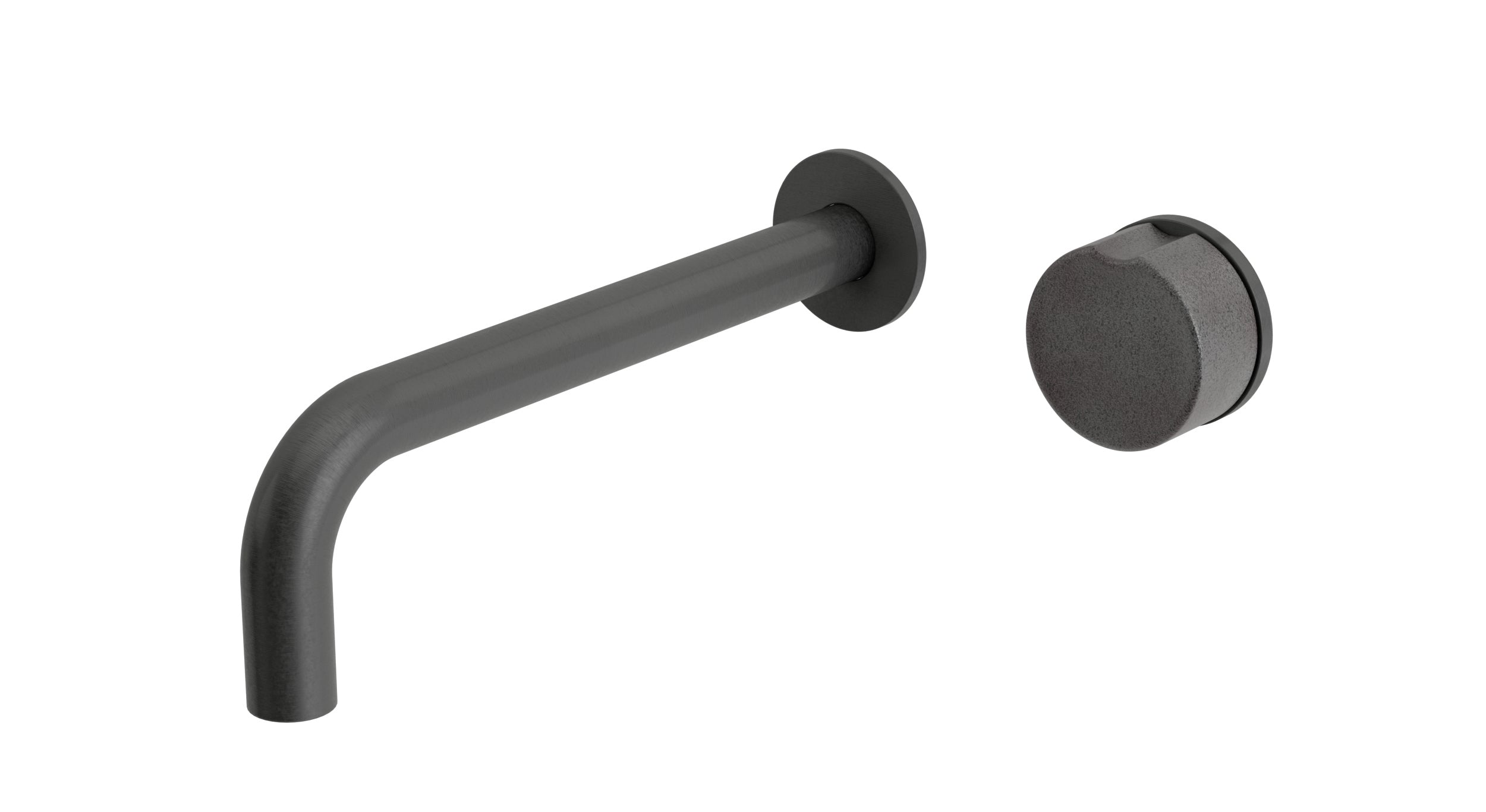 Foundry One Handle Wall Mount 7.5" Lavatory Faucet with Groove Ceramic Knob Handle in Blackened Nickel
