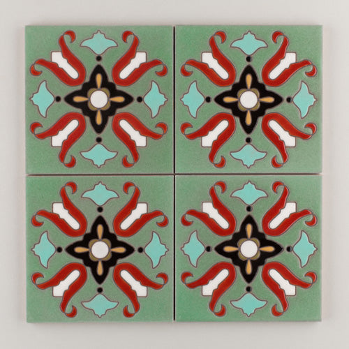 6x6 Handpainted Tile Barcelona in Warm Motif