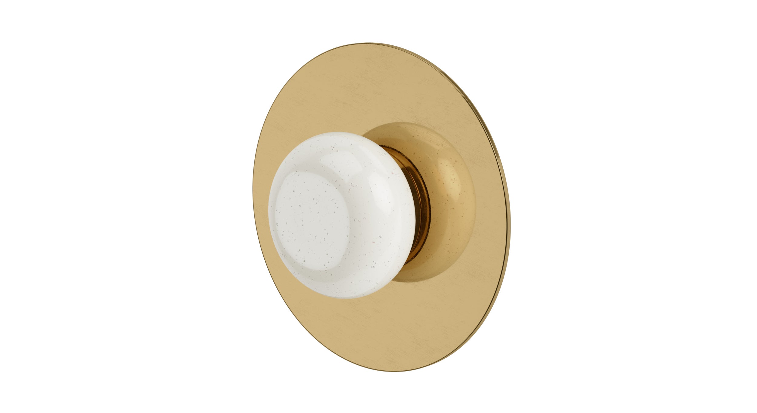 Foundry One Handle Wall Mount Shower Trim with Pebble Ceramic Knob Handle in Uncoated Polished Brass