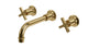 Emerson Two Handle Wall Mount 8.25" Lavatory Faucet with Classic Cross Handles in Uncoated Polished Brass