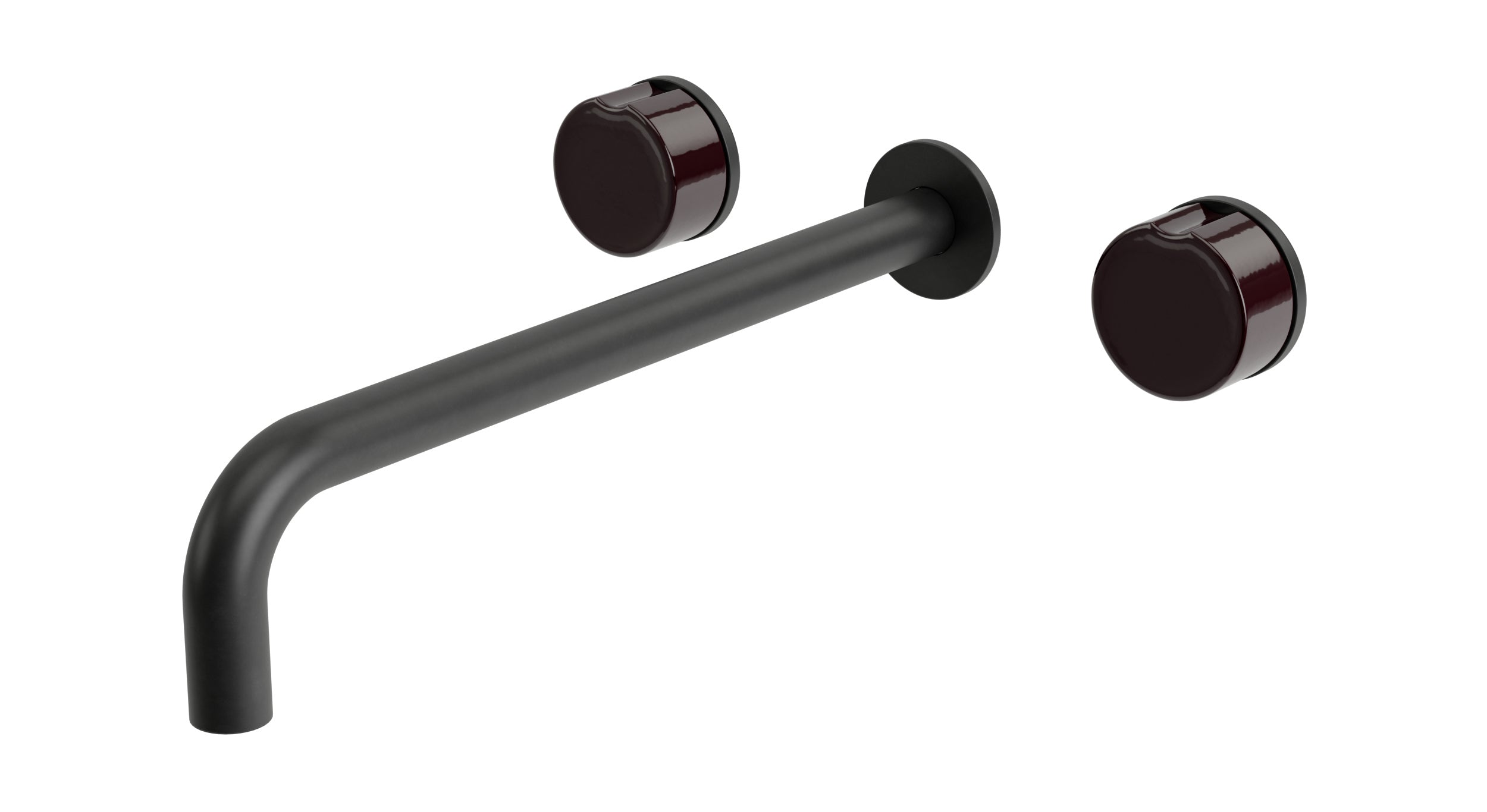 Foundry Two Handle Wall Mount 12" Lavatory Faucet with Groove Ceramic Knob Handles in Oil Rubbed Bronze