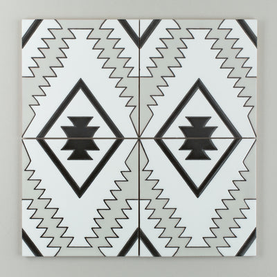 8x8 Handpainted Sample Old Cairo  in Black & White Motif