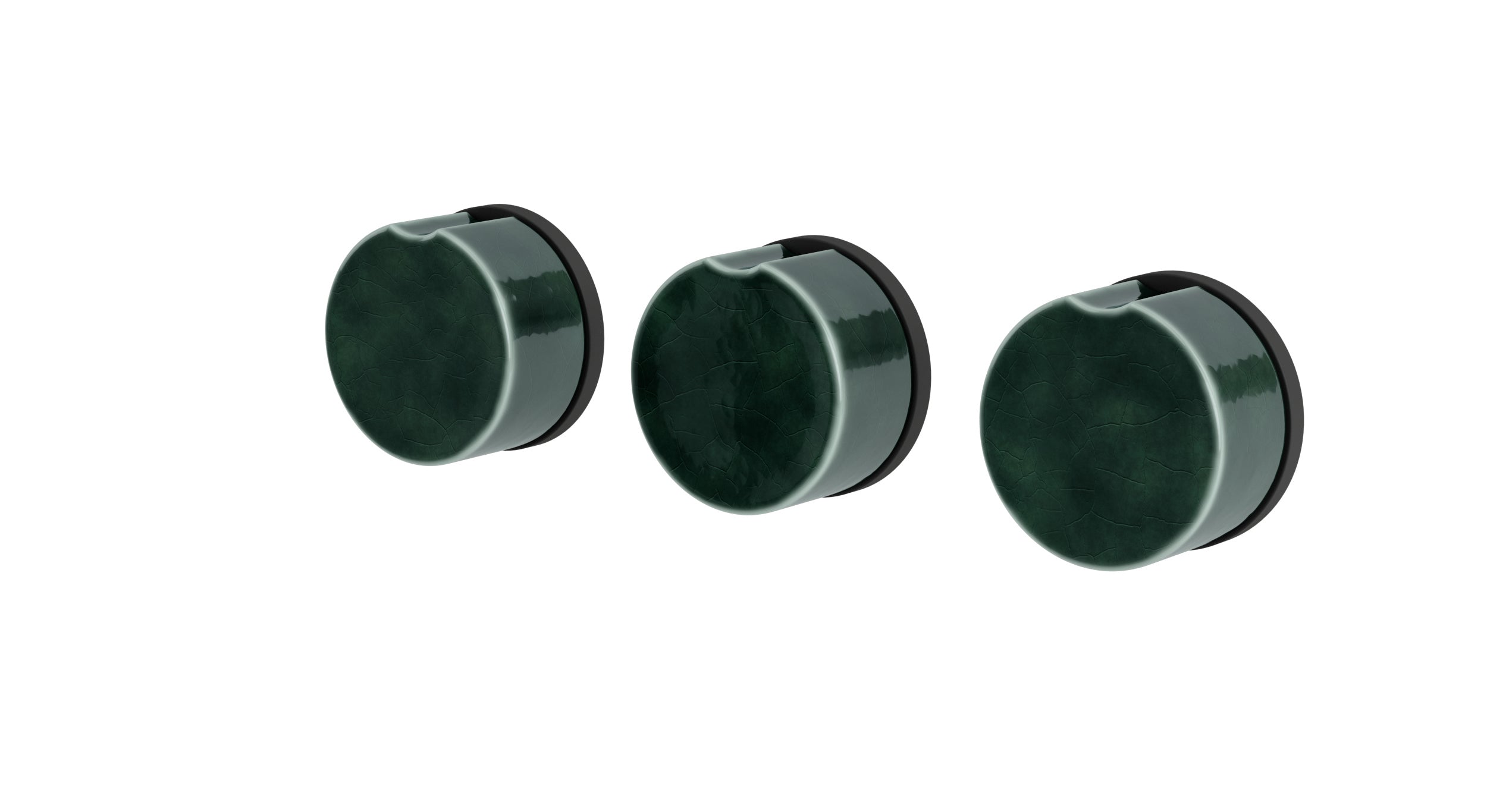 Foundry Three Handle Wall Mount Bath Trim with Diverter/Volume Control and Groove Ceramic Knob Handles in Matte Black