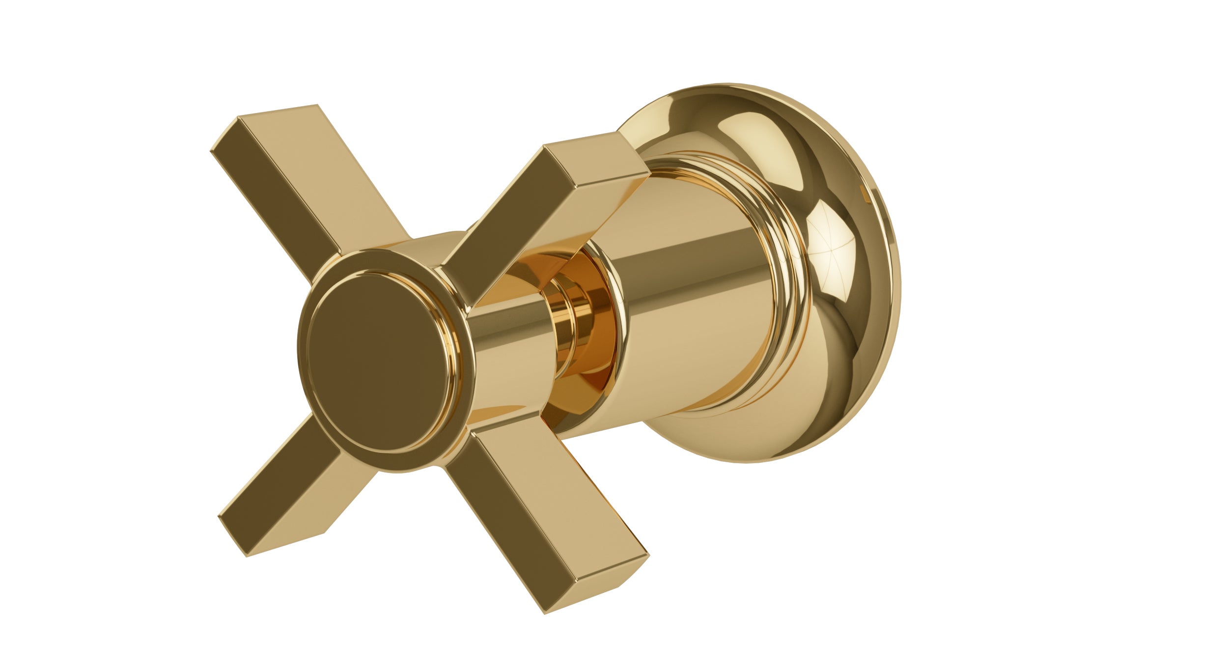 Emerson One Handle Wall Mount Diverter/Volume Control Shower Trim with Defined Cross Handle in Polished Brass