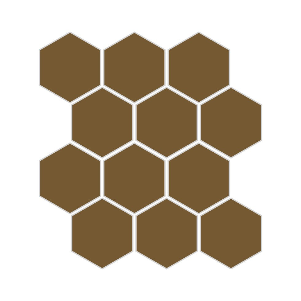 3" Hexagon Sheeted Original Ceramic Mosaic Tile in Chaparral Matte