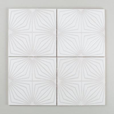 8x8 Handpainted Sample Starburst  in White Motif