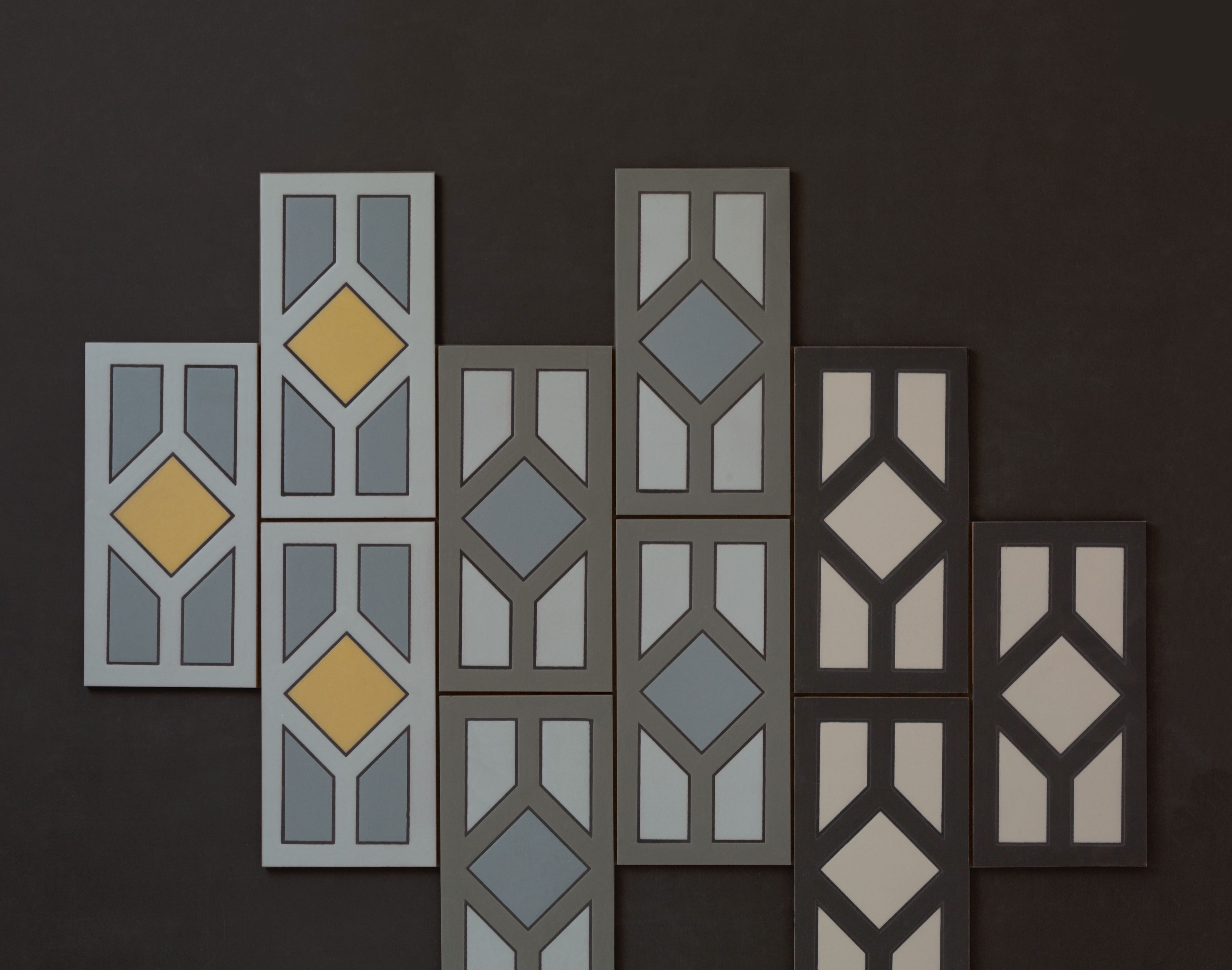 6x12 Handpainted Tile Chicago in Black Motif
