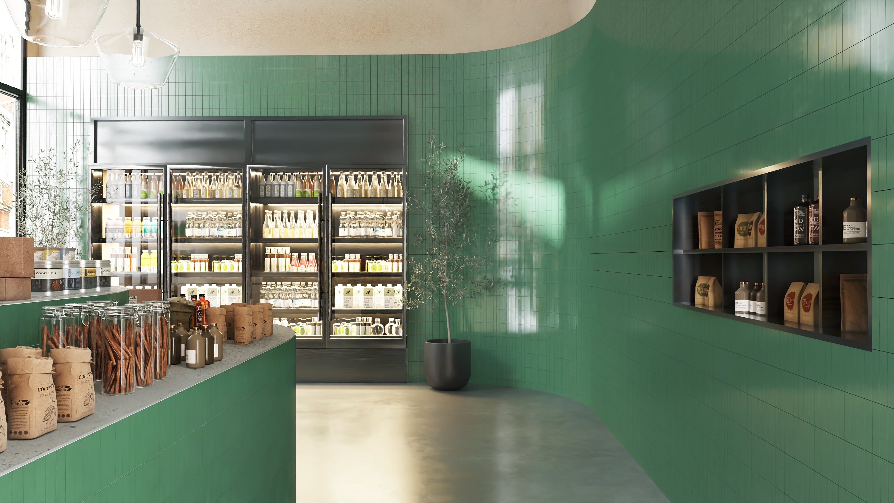 2x8 Natural Press Ceramic Tile in Viridian Gloss