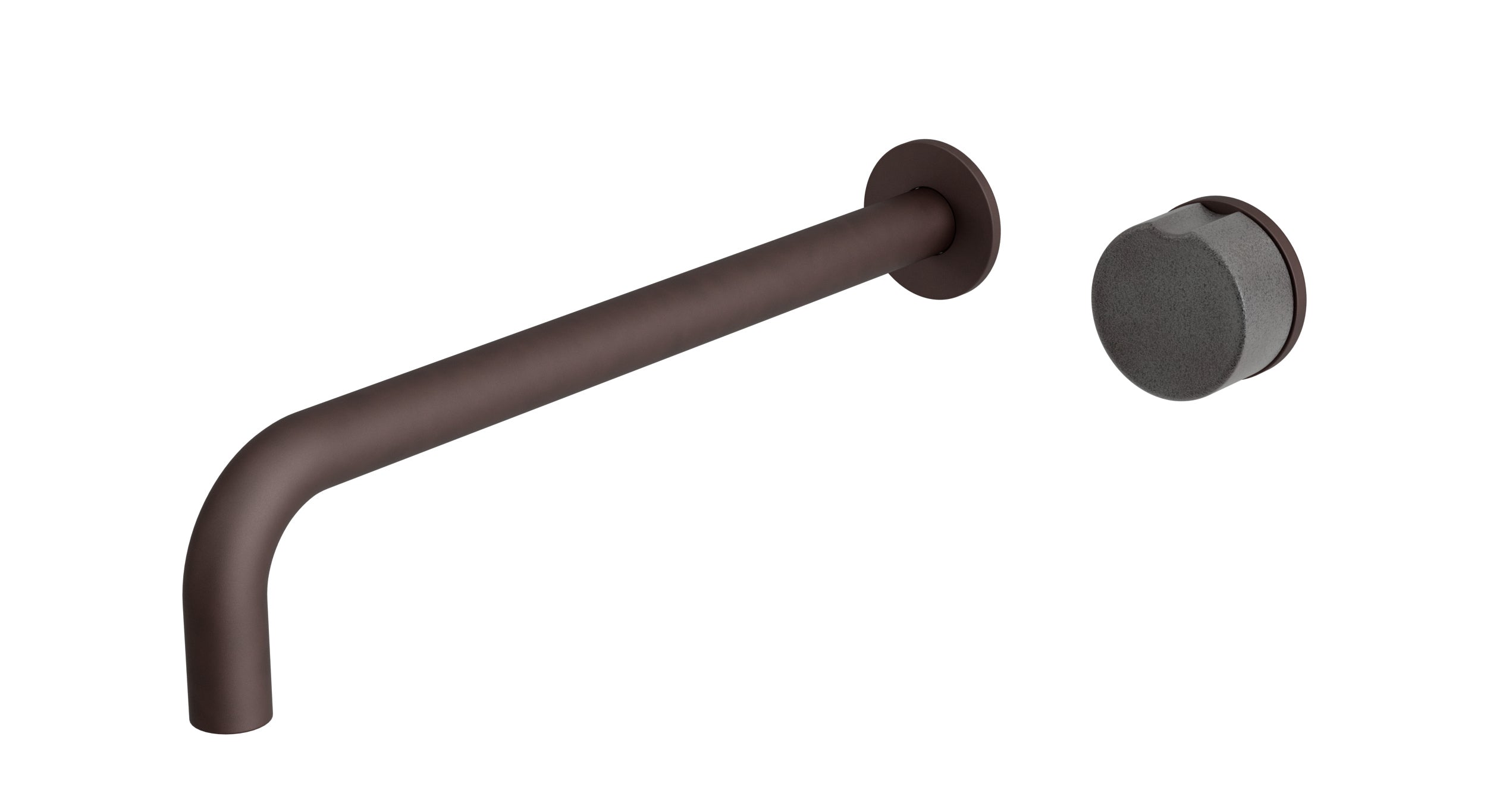 Foundry One Handle Wall Mount 12" Lavatory Faucet with Pebble Ceramic Knob Handle in Architectural Copper