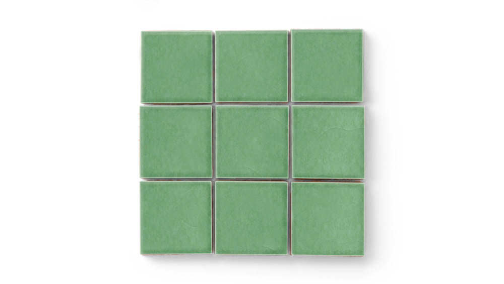 3x3 Straight Set Sheeted Original Ceramic Mosaic Tile in Sea Green Gloss