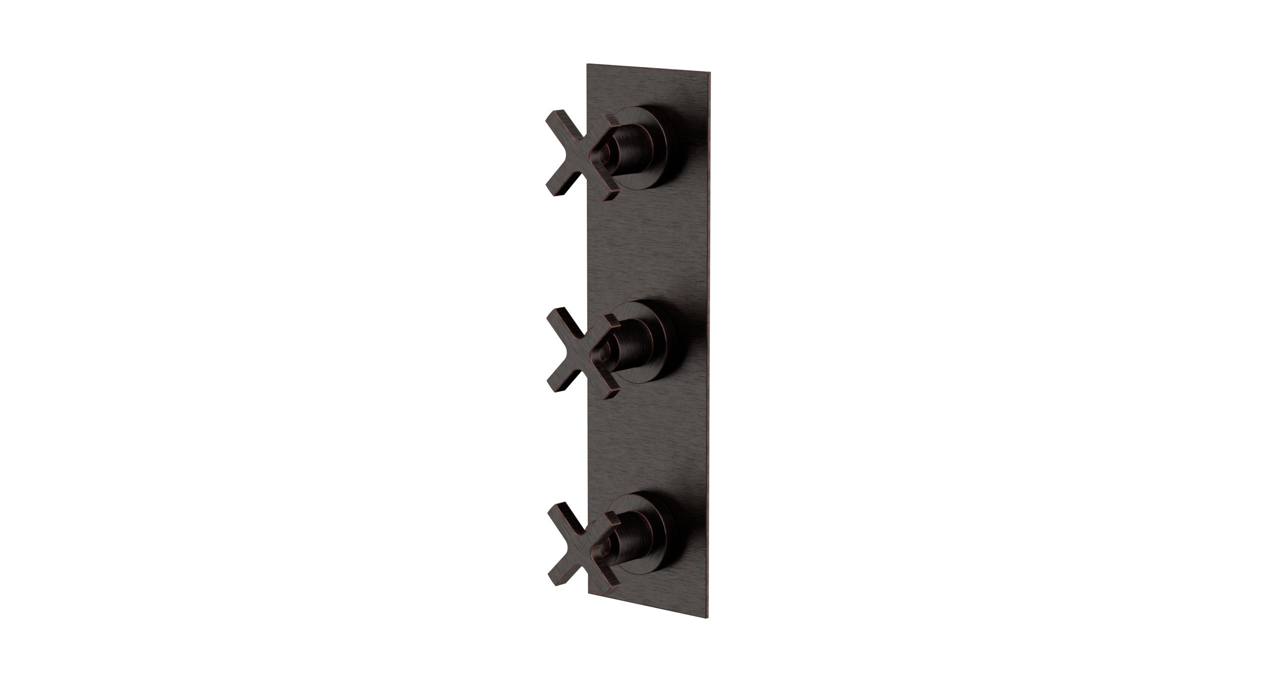 Flatiron Three Handle Wall Mount Shower Trim with Linear Cross Handles in Antique Bronze