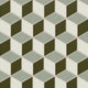 Small Diamond Escher Sheeted Original Ceramic Tile in Rosemary Matte, Limewash Matte & Bonsai Matte
