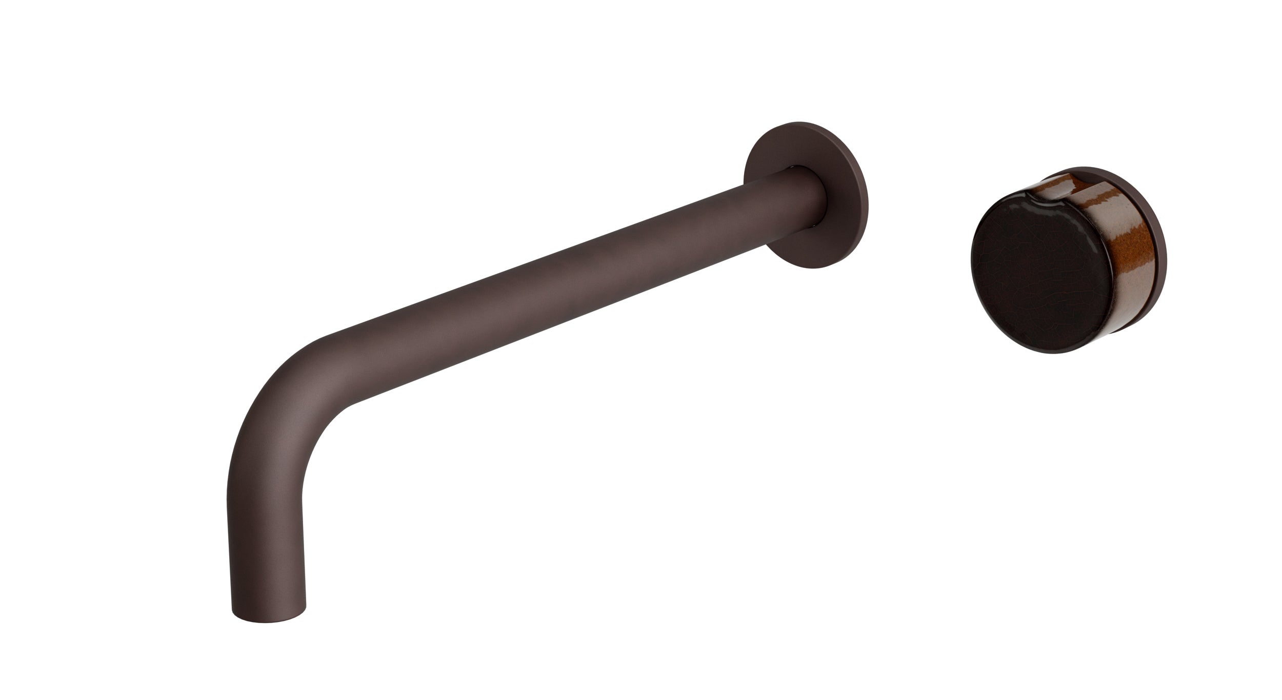 Foundry One Handle Wall Mount 10" Lavatory Faucet with Groove Ceramic Knob Handle in Architectural Copper