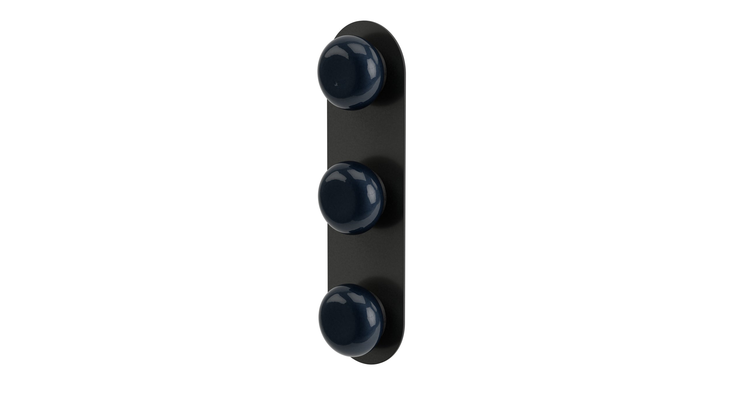 Foundry Three Handle Wall Mount Shower Trim with Pebble Ceramic Knob Handles in Blackened Nickel