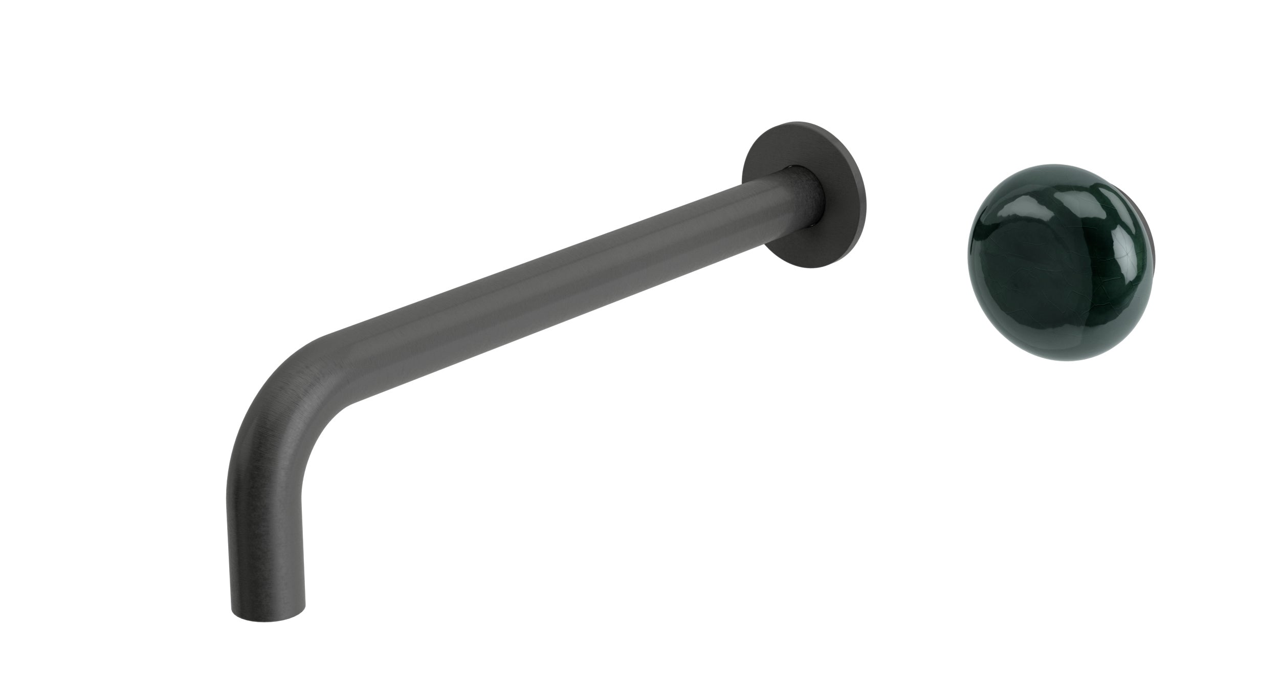 Foundry One Handle Wall Mount 10" Lavatory Faucet with Pebble Ceramic Knob Handle in Blackened Nickel