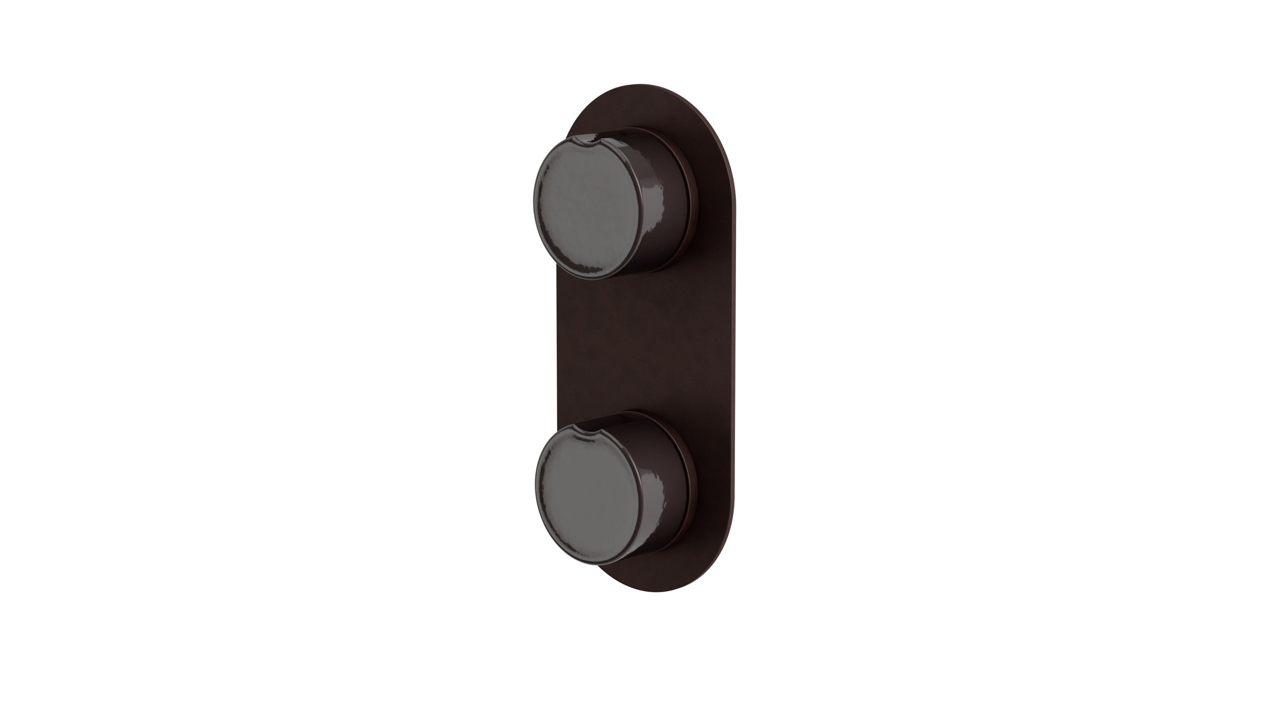 Foundry Two Handle Wall Mount Shower Trim with Groove Ceramic Knob Handles in Architectural Copper