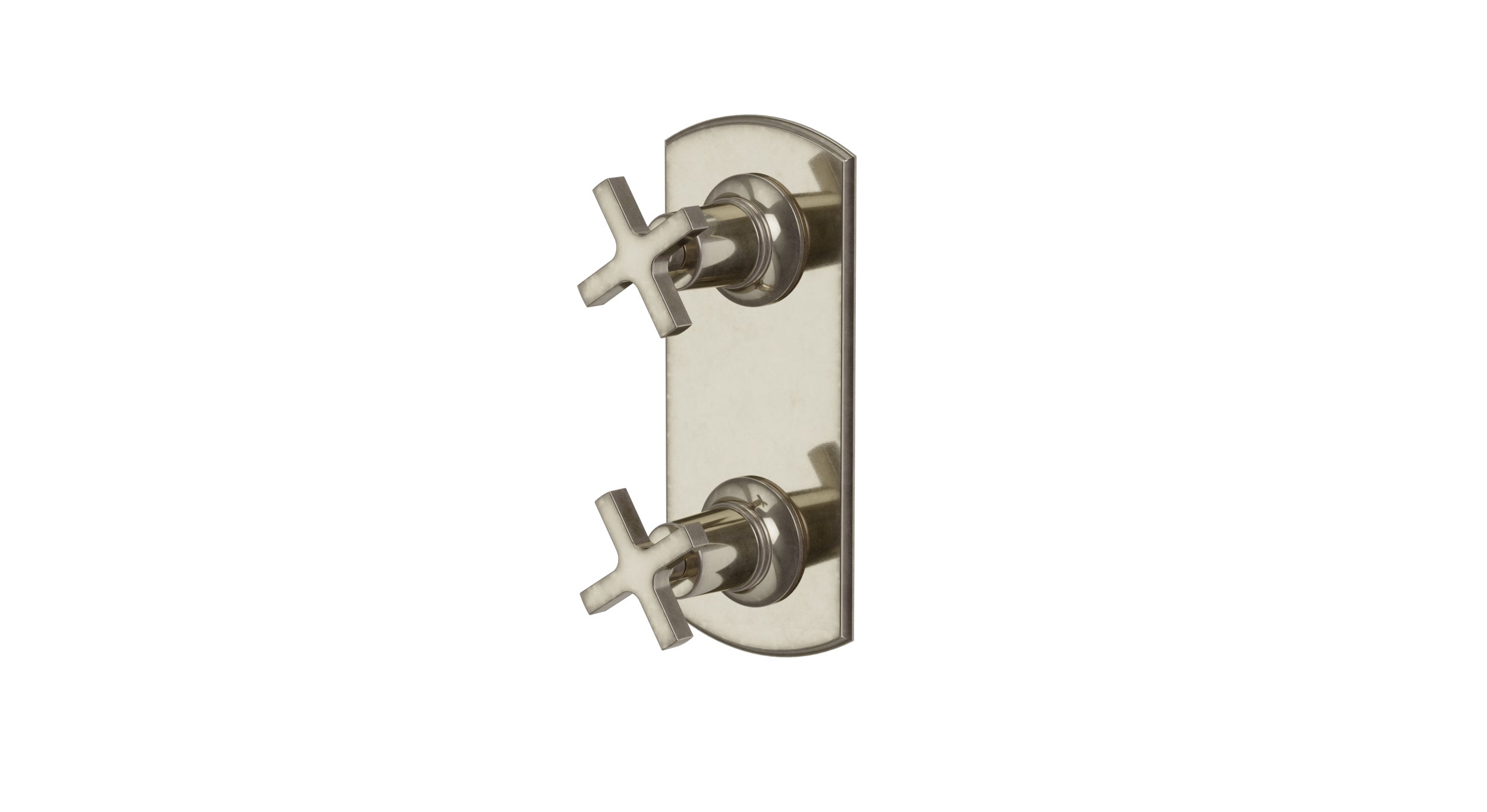 Emerson Two Handle Wall Mount Shower Trim with Classic Cross Handles in French Nickel
