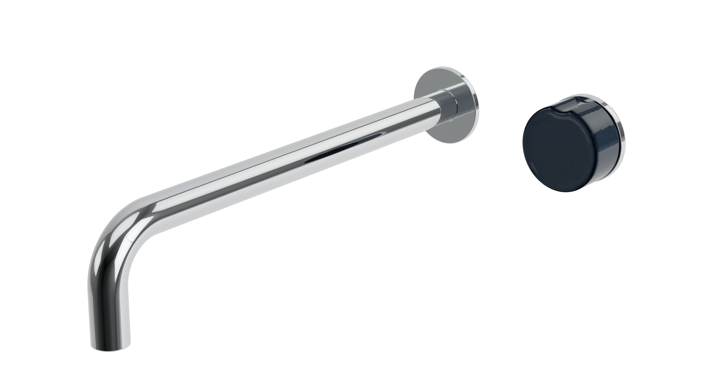 Foundry One Handle Wall Mount 12" Lavatory Faucet with Pebble Ceramic Knob Handle in Polished Chrome