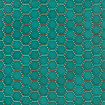 1" Hexagon Sheeted Original Ceramic Mosaic Tile in Bora Bora Gloss