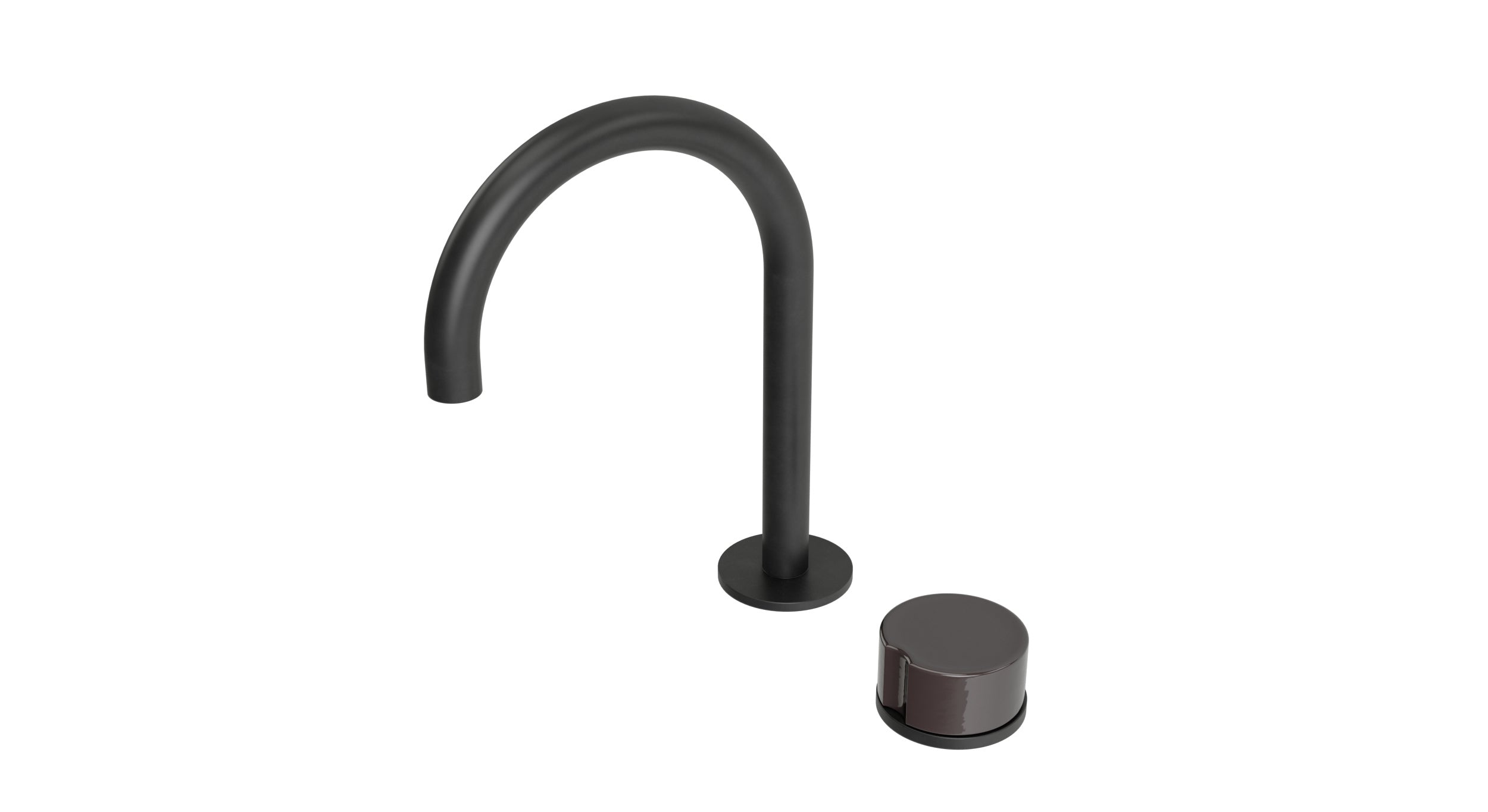 Foundry One Handle Deck Mount Gooseneck Lavatory Faucet with Groove Ceramic Knob Handle in Oil Rubbed Bronze