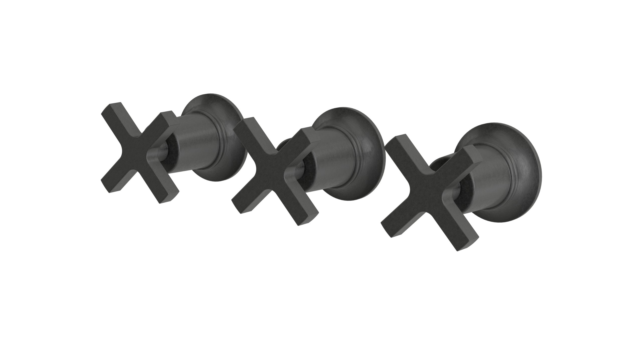 Emerson Three Handle Wall Mount Bath Trim with Diverter/Volume Control and Classic Cross Handles in Blackened Nickel