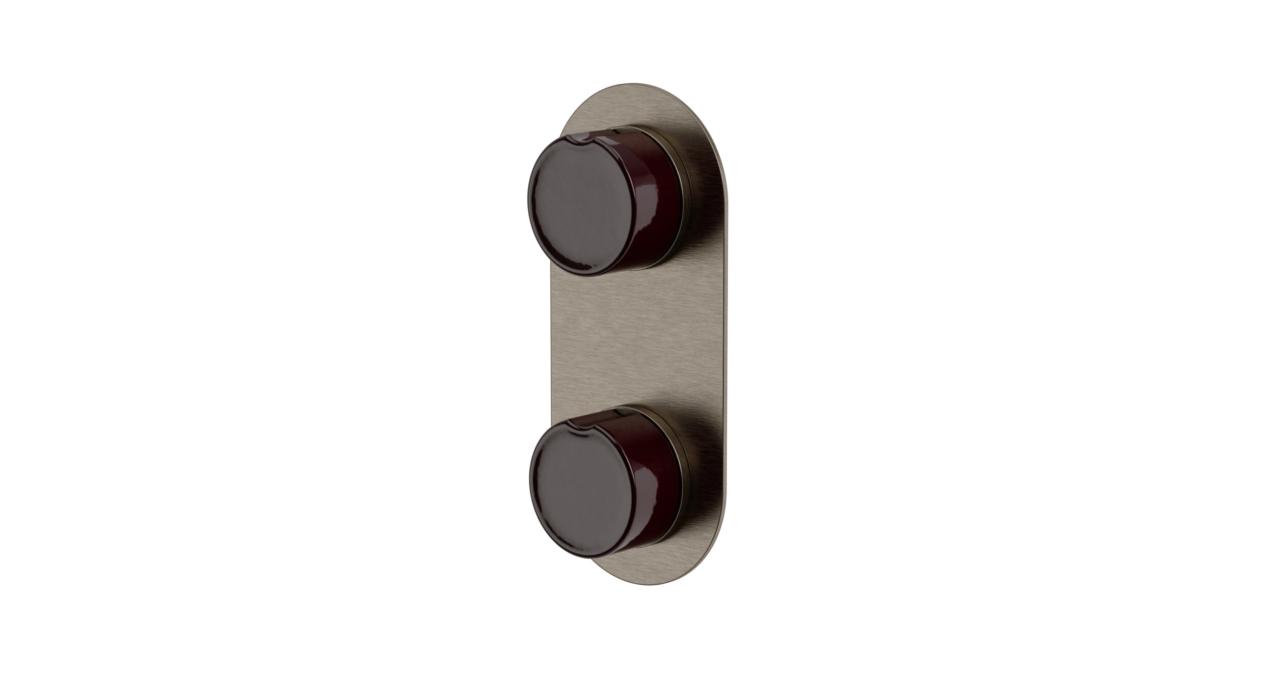 Foundry Two Handle Wall Mount Shower Trim with Groove Ceramic Knob Handles in Antique Nickel
