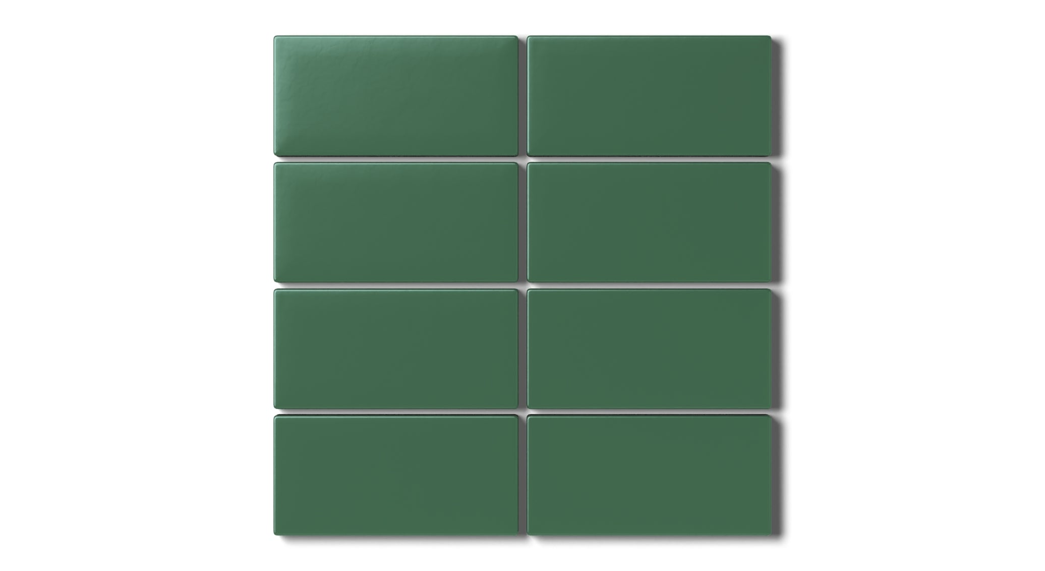 2x4 Straight Set Sheeted Natural Press Ceramic Mosaic Tile in Viridian Matte