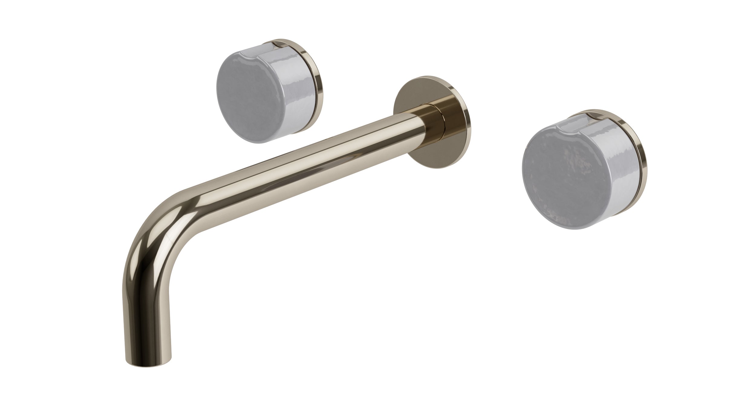 Foundry Two Handle Wall Mount 7.5" Lavatory Faucet with Groove Ceramic Knob Handles in Polished Nickel