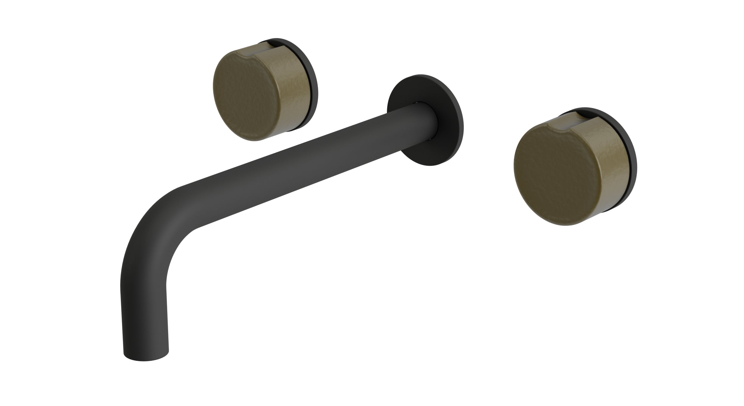 Foundry Two Handle Wall Mount 7.5" Lavatory Faucet with Groove Ceramic Knob Handles in Matte Black