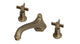 Emerson Two Handle Deck Mount Low Hexagon Bath Trim with Defined Cross Handles in Antique Brass