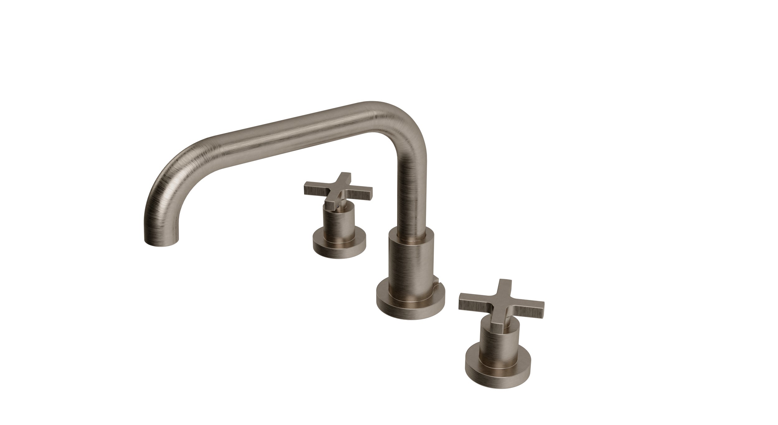 Flatiron Two Handle Deck Mount Squaretop Bath Trim with Linear Cross Handles in Antique Nickel