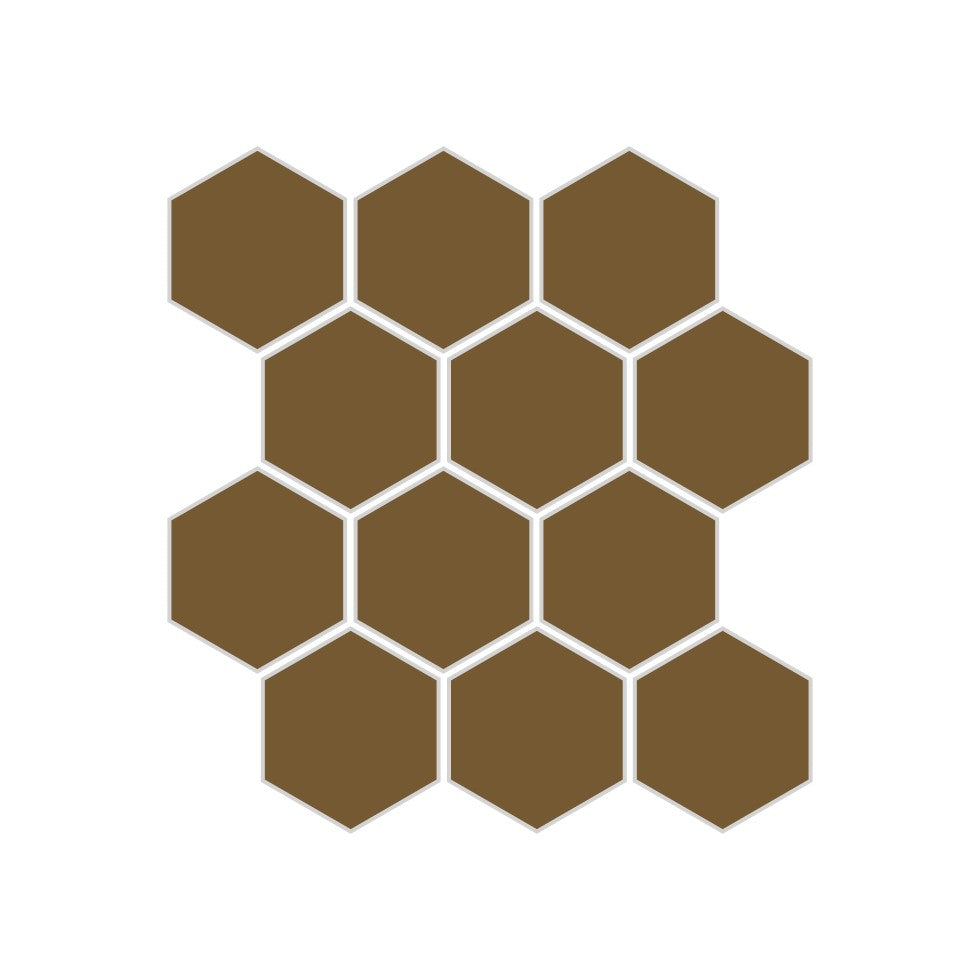 2" Hexagon Sheeted Original Ceramic Mosaic Tile in Chaparral Matte